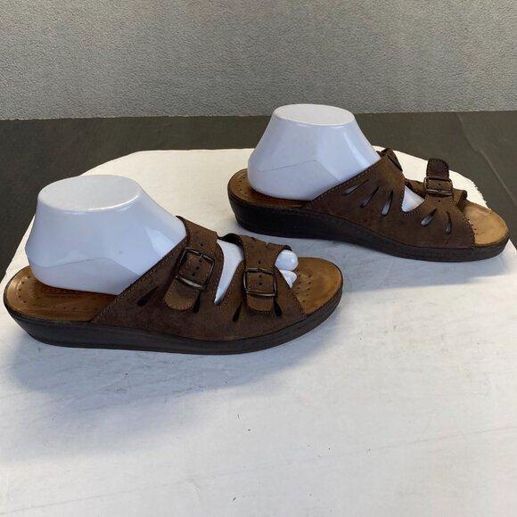 FLY FLOT Anatomic Womens Brown Leather Strappy Slides Sandals Size 42,ITALY - Picture 4 of 14